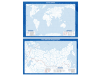 Фрагмент (демонстрационный) маркерный (двухсторонний) "Карта мира и Российской Федерации" (немая) с комплектом тематических магнитов - fgospostavki.ru - Казань
