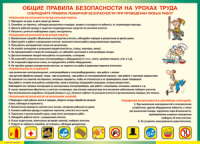 Таблица "Общие правила безопасности на уроках труда" (100х140 сантиметров, винил) - fgospostavki.ru - Казань