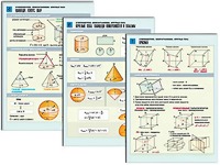 Комплект таблиц по геометрии "Стереометрия. Многогранники. Круглые тела" раздаточные (цветные, ламинированные, А4, 6 штук) - fgospostavki.ru - Казань