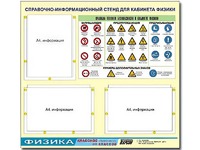 Стенд информационный "Правила техники безопасности в кабинете физики" (75*70, 3 кармана) - fgospostavki.ru - Казань