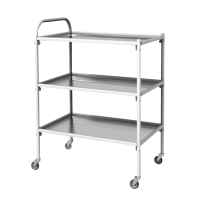 Столик инструментальный передвижной металлический с тремя полками (импортные колеса) - fgospostavki.ru - Казань