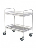 Столик процедурный передвижной металлический с двумя полками из нержавеющей стали с бортиками - fgospostavki.ru - Казань