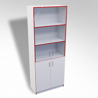 Стеллаж полуоткрытый А-310 ТР со стеклом ЛДСП  - fgospostavki.ru - Казань