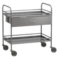 Столик манипуляционный передвижной из нержавеющей стали с бортиками, с двумя полками и выдвижным ящиком - fgospostavki.ru - Казань