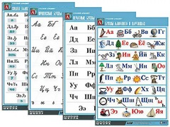 Комплект таблиц "Русский алфавит" (4 таблицы, формат А1, матовое ламинирование) - fgospostavki.ru - Казань