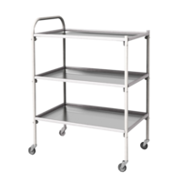 Столик инструментальный передвижной металлический с тремя полками (импортные колеса) - fgospostavki.ru - Казань