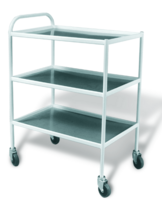 Столик инструментальный передвижной металлический с тремя стеклянными полками (импортные колеса) - fgospostavki.ru - Казань