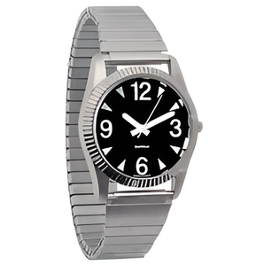 Часы мужские с черным циферблатом на растягивающемся ремешке - fgospostavki.ru - Казань