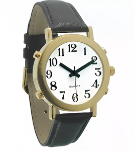 Часы для слабовидящих людей с белым циферблатом на кожаном ремешке - fgospostavki.ru - Казань