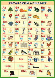 Таблица "Татарский алфавит в картинках" (100х140 сантиметров, винил) - fgospostavki.ru - Казань