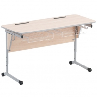 Стол ученический двухместный с наклоном столешницы (0-24°) и корзиной - fgospostavki.ru - Казань
