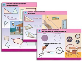 Комплект таблиц "Математика. Знакомство с геометрией" (6 таблиц, формат А1, ламинированные) - fgospostavki.ru - Казань