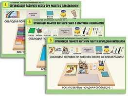 Комплект таблиц "Технология. Организация рабочего места" (6 таблиц, А1, ламинированные, с раздаточным материалом) - fgospostavki.ru - Казань