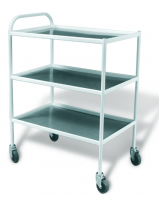 Столик инструментальный передвижной металлический с тремя стеклянными полками (импортные колеса) - fgospostavki.ru - Казань