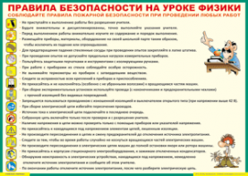 Таблица "Правила безопасности на уроке физики" (100х140 сантиметров, винил) - fgospostavki.ru - Казань