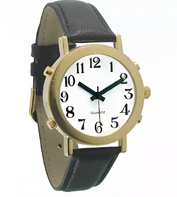 Часы для слабовидящих людей с белым циферблатом на кожаном ремешке - fgospostavki.ru - Казань