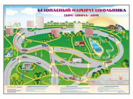 Магнитно-маркерная доска "Безопасный маршрут школьника (дом – школа – дом)" с комплектом тематических магнитов - fgospostavki.ru - Казань