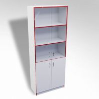 Стеллаж полуоткрытый А-310 ТР со стеклом ЛДСП  - fgospostavki.ru - Казань