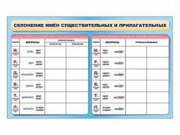 Фрагмент (демонстрационный) маркерный (двухсторонний) "Склонение имен существительных и прилагательных" - fgospostavki.ru - Казань
